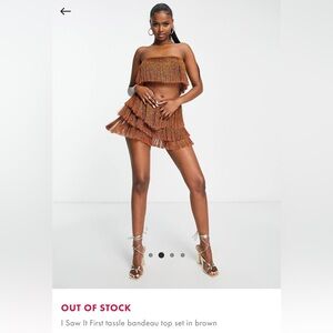 Asos Bandeau skirt tassel set in brown - Sz 14 - Never Worn